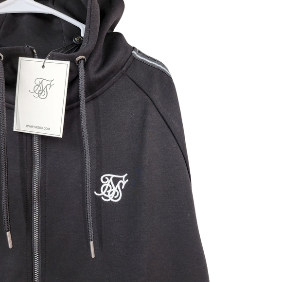 Siksilk Men's Black Impact Tape Through Hoodie - XL - Picture 5 of 8
